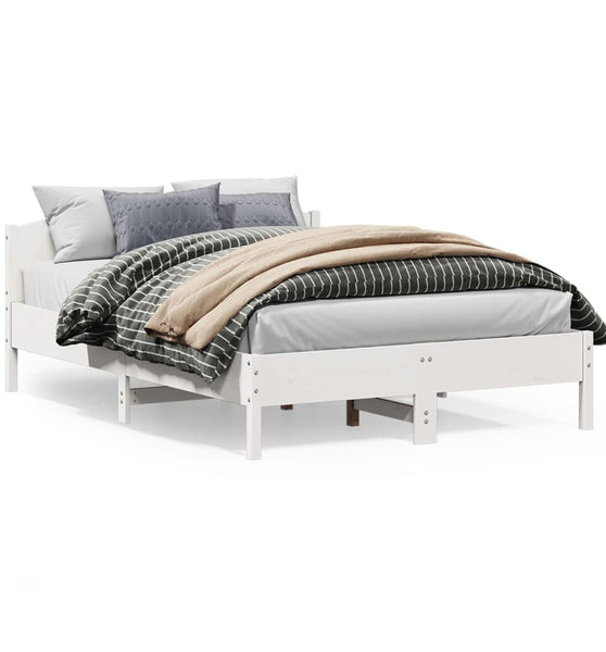 Massivholzbett ohne Matratze Weiß 150x200 cm Kiefernholz