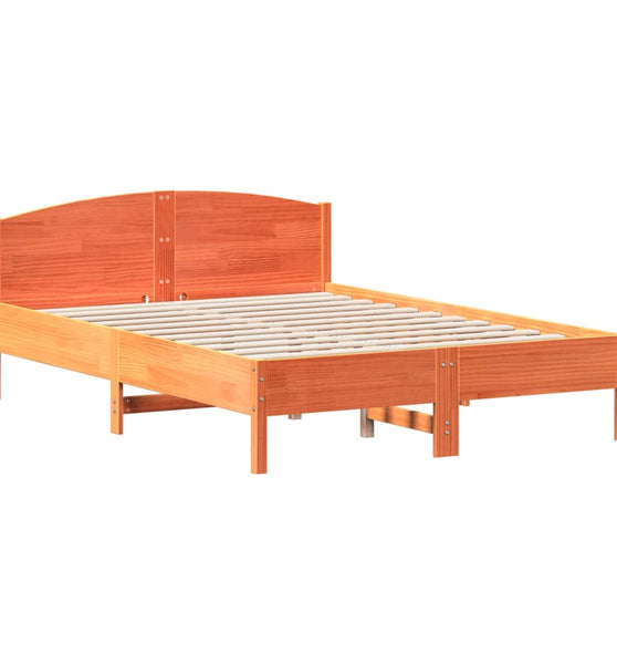 Massivholzbett ohne Matratze Wachsbraun 150x200 cm Kiefernholz