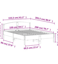 Massivholzbett ohne Matratze Wachsbraun 150x200 cm Kiefernholz