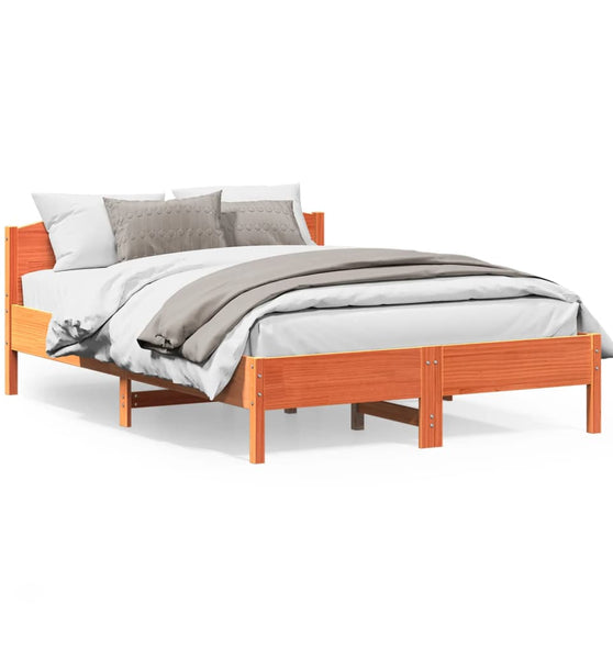 Massivholzbett ohne Matratze Wachsbraun 150x200 cm Kiefernholz