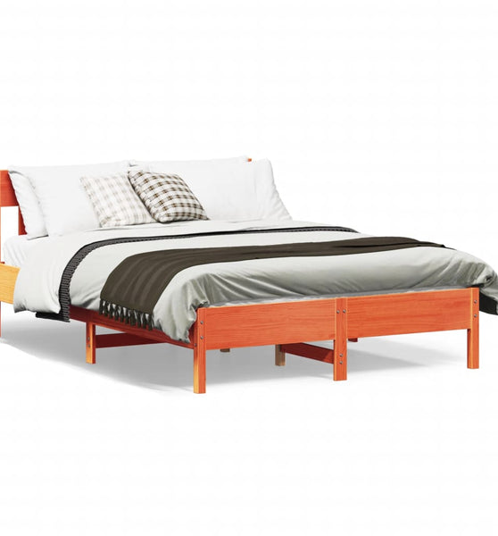 Massivholzbett ohne Matratze Wachsbraun 160x200 Kiefernholz