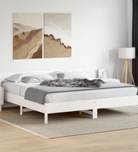 Massivholzbett ohne Matratze Weiß 200x200 cm Kiefernholz