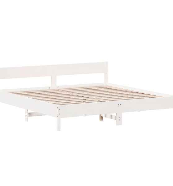 Massivholzbett ohne Matratze Weiß 180x200 cm Kiefernholz