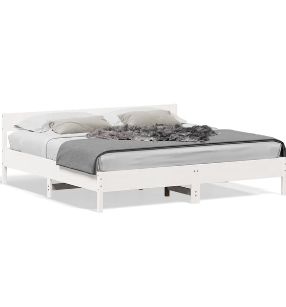 Massivholzbett ohne Matratze Weiß 180x200 cm Kiefernholz