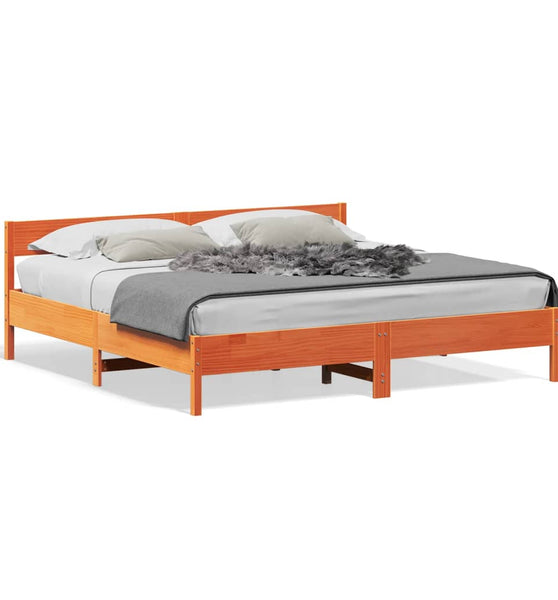 Massivholzbett ohne Matratze Wachsbraun 180x200 Kiefernholz