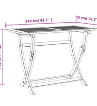 Gartentisch Klappbar 110x55x75 cm Massivholz Akazie