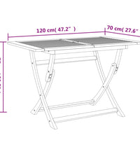 Gartentisch Klappbar 120x70x75 cm Massivholz Akazie