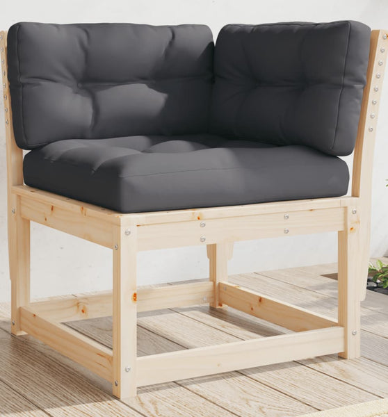 Garten-Ecksofa mit Kissen 73x73x78 cm Massivholz Kiefer