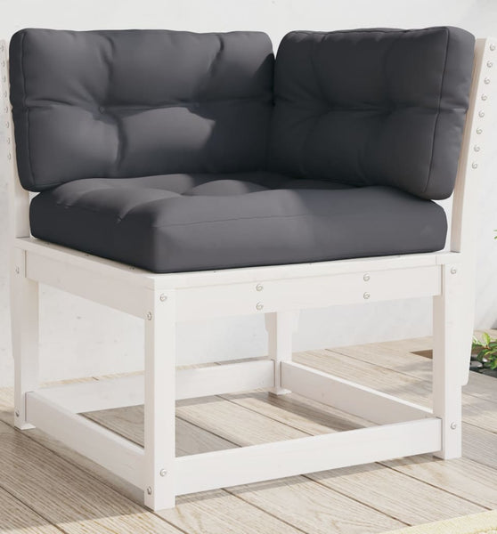 Garten-Ecksofa mit Kissen Weiß 73x73x78 cm Massivholz Kiefer