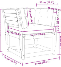 Gartensofa mit Armlehnen und Kissen Massivholz Kiefer