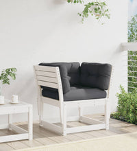 Gartensofa mit Armlehnen und Kissen Weiß Massivholz Kiefer