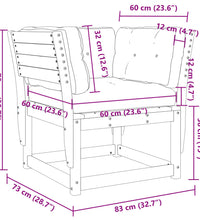 Gartensofa mit Armlehnen und Kissen Massivholz Douglasie