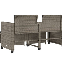 Gartensofa 2-Sitzer mit Tisch und Hockern Grau Poly Rattan
