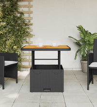 Gartentisch Schwarz 80x80x71 cm Poly Rattan und Akazienholz