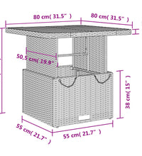 Gartentisch Schwarz 80x80x71 cm Poly Rattan und Akazienholz