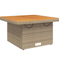 Gartentisch Beige 80x80x71 cm Poly Rattan und Akazienholz