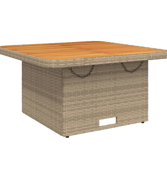 Gartentisch Beige 80x80x71 cm Poly Rattan und Akazienholz