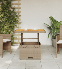 Gartentisch Beige 80x80x71 cm Poly Rattan und Akazienholz