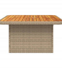 Gartentisch Beige 80x80x71 cm Poly Rattan und Akazienholz