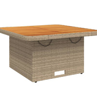 Gartentisch Beige 80x80x71 cm Poly Rattan und Akazienholz