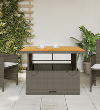 Gartentisch Grau 110x110x71 cm Poly Rattan und Akazienholz