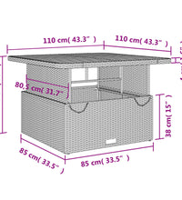 Gartentisch Grau 110x110x71 cm Poly Rattan und Akazienholz