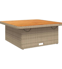 Gartentisch Beige 110x110x71 cm Poly Rattan und Akazienholz