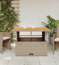 Gartentisch Beige 110x110x71 cm Poly Rattan und Akazienholz