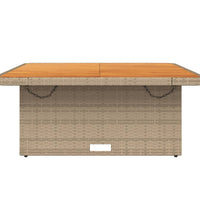 Gartentisch Beige 110x110x71 cm Poly Rattan und Akazienholz