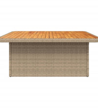 Gartentisch Beige 110x110x71 cm Poly Rattan und Akazienholz