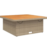 Gartentisch Beige 110x110x71 cm Poly Rattan und Akazienholz