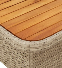 Gartentisch Beige 110x110x71 cm Poly Rattan und Akazienholz