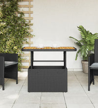 Gartentisch Schwarz 90x55x71 cm Poly Rattan und Akazienholz