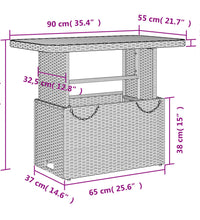 Gartentisch Schwarz 90x55x71 cm Poly Rattan und Akazienholz