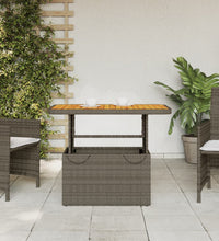 Gartentisch Grau 90x55x71 cm Poly Rattan und Akazienholz