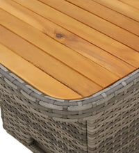 Gartentisch Grau 90x55x71 cm Poly Rattan und Akazienholz