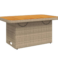 Gartentisch Beige 90x55x71 cm Poly Rattan und Akazienholz