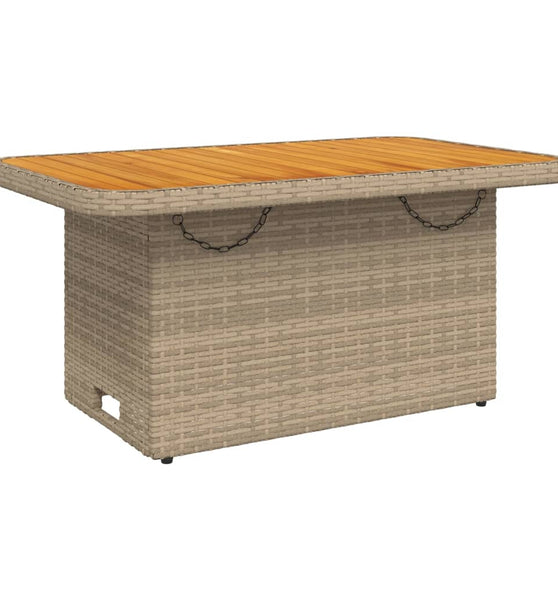 Gartentisch Beige 90x55x71 cm Poly Rattan und Akazienholz