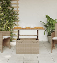 Gartentisch Beige 90x55x71 cm Poly Rattan und Akazienholz