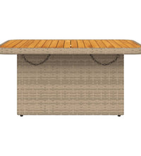 Gartentisch Beige 90x55x71 cm Poly Rattan und Akazienholz