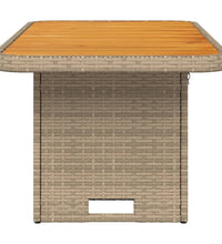 Gartentisch Beige 90x55x71 cm Poly Rattan und Akazienholz