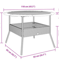 Gartentisch mit Holzplatte Schwarz Ø110x71 cm Poly Rattan