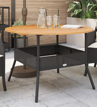 Gartentisch mit Holzplatte Schwarz Ø110x71 cm Poly Rattan