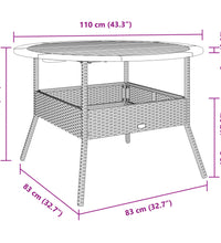 Gartentisch mit Holzplatte Grau Ø110x71 cm Poly Rattan