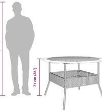 Gartentisch mit Holzplatte Grau Ø110x71 cm Poly Rattan