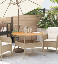 Gartentisch mit Holzplatte Beige Ø110x71 cm Poly Rattan