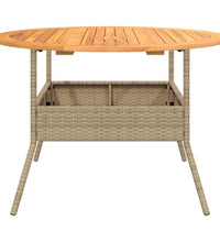 Gartentisch mit Holzplatte Beige Ø110x71 cm Poly Rattan