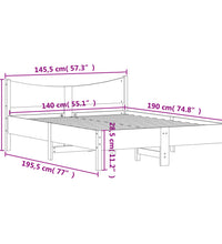 Massivholzbett ohne Matratze Weiß 140x190 cm Kiefernholz
