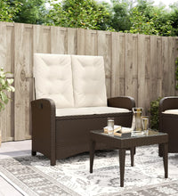 Gartenbank Verstellbar mit Kissen Braun Poly Rattan