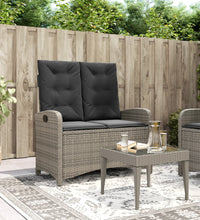 Gartenbank Verstellbar mit Kissen Grau Poly Rattan